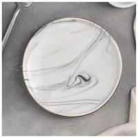Тарелка керамическая пирожковая «Мрамор», d=15 см, цвет серый (1шт.)