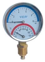 Термоманометр радиальный 1/2″ d 80 мм 10БАР YE10