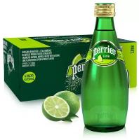 Вода минеральная Perrier (Перье) со вкусом лайма 24 шт. по 0.33 л, газированная, стекло