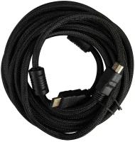 Кабель HDMI-HDMI 5м. BURO феррит. кольца Позолоченные контакты черный (HDMI-V1.4-5MC)(1478155)