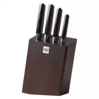 Набор стальных ножей (4 ножа + подставка) HuoHou Composite Steel Kitchen Knife Set (HU0033), русская версия!!!, черный