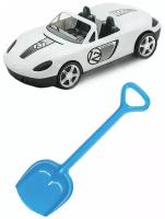 Игрушки для песочницы для снега Детский автомобиль Кабриолет белый + Лопатка 50 см. синяя
