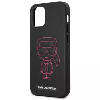 Чехол Lagerfeld для iPhone 12 mini (5.4) PU Ikonik outlines Metal logo Hard Black/Pink