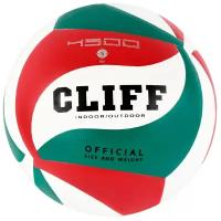 Мяч волейбольный CLIFF V5M4500, 5 размер, PU, бело-зелено-красный