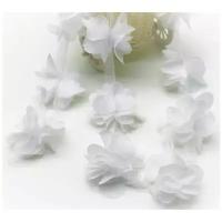Лента-сетка с объемными шифоновыми цветами, Белый 5,5 см 95см
