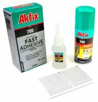 Супер клей Akfix 705 с активатором набор для склеивания, клей 25 г + активатор 100 мл