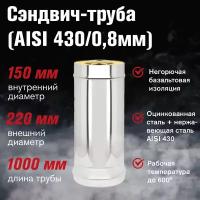 Сэндвич-труба Оц+Нерж (AISI 430/0,8мм) L-1м (150х220)