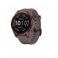 Умные часы GARMIN FENIX 7S Sapphire Solar титановый темно-бронзовый с сланцево-серым силиконовым ремешком