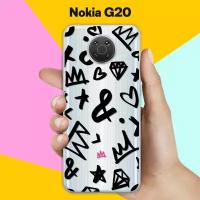 Силиконовый чехол на Nokia G20 Узор черный / для Нокия Джи20