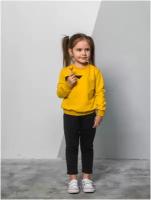 Костюм для девочки из футера (желтая толстовка, темно-синие брюки), размер 92