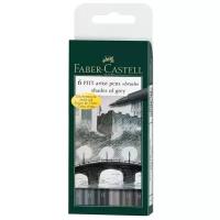 Faber-Castell набор капиллярных ручек Pitt Artist Pens brush shades of grey 6 оттенков серого (167104)