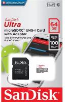 SanDisk Карта памяти SanDisk Ultra MicroSD XC 64 ГБ class 10 (с адаптером)