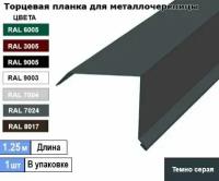 Торцевая планка для металлочерепицы 1.25м (1шт) Ral 7024 ( Темно серая )