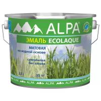 Экоэмаль без Запаза Alpa Ecolaque 2.5л Матовая, Супербелая, Экологичная для Внутренних и Наружных Работ / Альпа