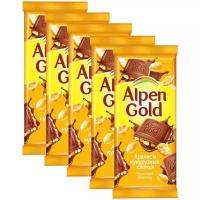 ALPEN GOLD Молочный шоколад, Арахис, Кукурузные хлопья, Флоу-пак, 5шт.*85гр