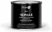 Elcon Быстросохнущая грунт-эмаль 3 в 1 по ржавчине/ краска по металлу черная 0,4 кг 00-00462648