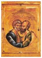 Освященная икона на дереве ручной работы - Петр и Павел, 15х20х1,8 см, арт А4777