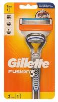 Бритвенный станок Gillette Fusion + 2 сменных кассеты, 5 лезвий