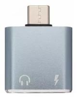 Аудио переходник с USB Type-C на AUX 3.5 мм + зарядка Type-C, 2А, Prime Line
