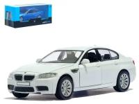 Автоград Машина металлическая BMW M5, 1:32, открываются двери, инерция, цвет белый