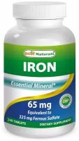 Best Naturals Iron 65 mg essential mineral Железо 65 мг 90 капсул (эквивалент 325 мг сульфат железа)