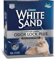 White Sand Odor Lock Plus комкующийся наполнитель с активированным углем без запаха - 5,1 кг (6 л)