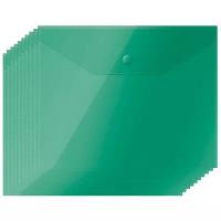 Папка-конверт на кнопке OfficeSpace А5 (190*240мм), 150мкм, зеленая, упаковка 10 шт