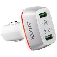 Автомобильные зарядные устройства ANKER Автомобильное зарядное устройство Anker PowerDrive+ 2, 2 USB, 5.1 А, быстрая зарядкка, белое