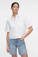 Блузка-рубашка прямая укороченная из хлопка Befree 2331312306-1-S белый размер S