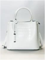 Женская сумка на плечо DAFNA Белого цвета из натуральной 100% кожи с выделкой под рептилию