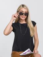 Блузка женская офисная шелковая HappyFox, HFSL4212 размер 54, цвет черный