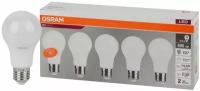 Лампа светодиодная OSRAM LED Value A, 800лм, 8,5Вт, 4000К теплый свет E27, матовая, груша, 5 шт