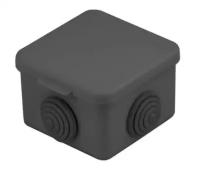 Коробка распределительная открытого монтажа цвет черный размер 65х65х50 мм гермовводы 4х20мм IP54