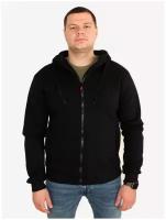 Мужская толстовка зимняя с капюшоном, на молнии, черный, размер 46 / M, обхват груди 90-94 см