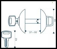 Завертка (поворотная ручка) с ключом для межкомнатных замков BKQ-K (RW1-AB)