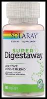 Solaray, Super Digestaway, смесь пищеварительных ферментов, для поддержки пищеварения, 90 вегетарианских капсул