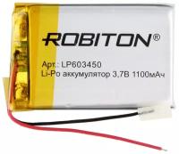 Литий-полимерный аккумулятор 3.7V, 1100 mAh с размерами 50 x 34 x 6 мм