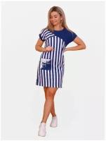Платье женское трикотажное домашнее, София37, цвет синий, 46 размер