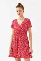 платье женское befree, цвет: красный принт, размер S