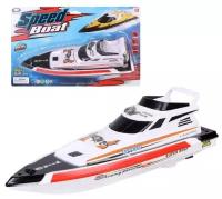 Катер Tong Le Toys Speed Boat 200717671, 28 см, белый/черный/красный