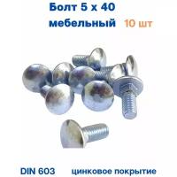 Болт мебельный оцинкованный DIN 603 5х40 (10 шт.)