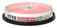 Оптический диск DVD плюс R 8.5 Гб Mirex 8-ск. двуслойный в тубе 10шт