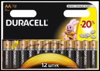 Батарейки щелочные Duracell, пальчиковые, АА, 12 шт