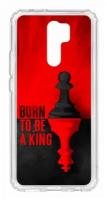 Чехол для Xiaomi Redmi 9 Kruche Print Born to be a King, противоударная пластиковая накладка с рисунком, силиконовый бампер с принтом и защитой камеры