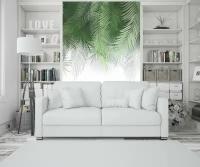Фотообои 107х270 см Пальмовые листья (ветви пальмы) 3D обои флизелиновые в спальню, кухню, гостиную 16 (можно обрезать до 100х270, 100х250 см)