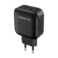 Сетевое зарядное устройство USB/Type-C Borofone BA46A (3А, QC3.0, PD) (черное)