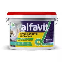 Краска водно-дисперсионная Alfavit Для стен и потолков супербелая матовая белый 14 кг
