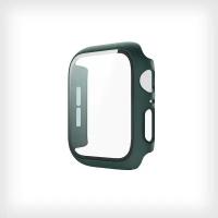 Защитный пластиковый чехол (кейс) Apple Watch Series 4 SE 6 5 (Эпл Вотч) 44 мм для экрана/дисплея и корпуса противоударный бампер темно зеленый