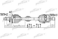 Полуось передний мост слева 27X671X60X25 ABS:46T KIA CERATO [TD] 08 - Patron PDS0511