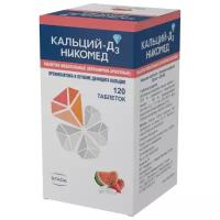 Кальций Д3 Никомед клубника-арбуз таб. жеват. 500мг+200МЕ №120